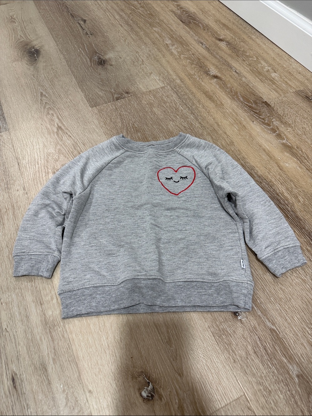 Little Sleepies Play Kids Gray Sweatshirt with Heart Embroidery 2T